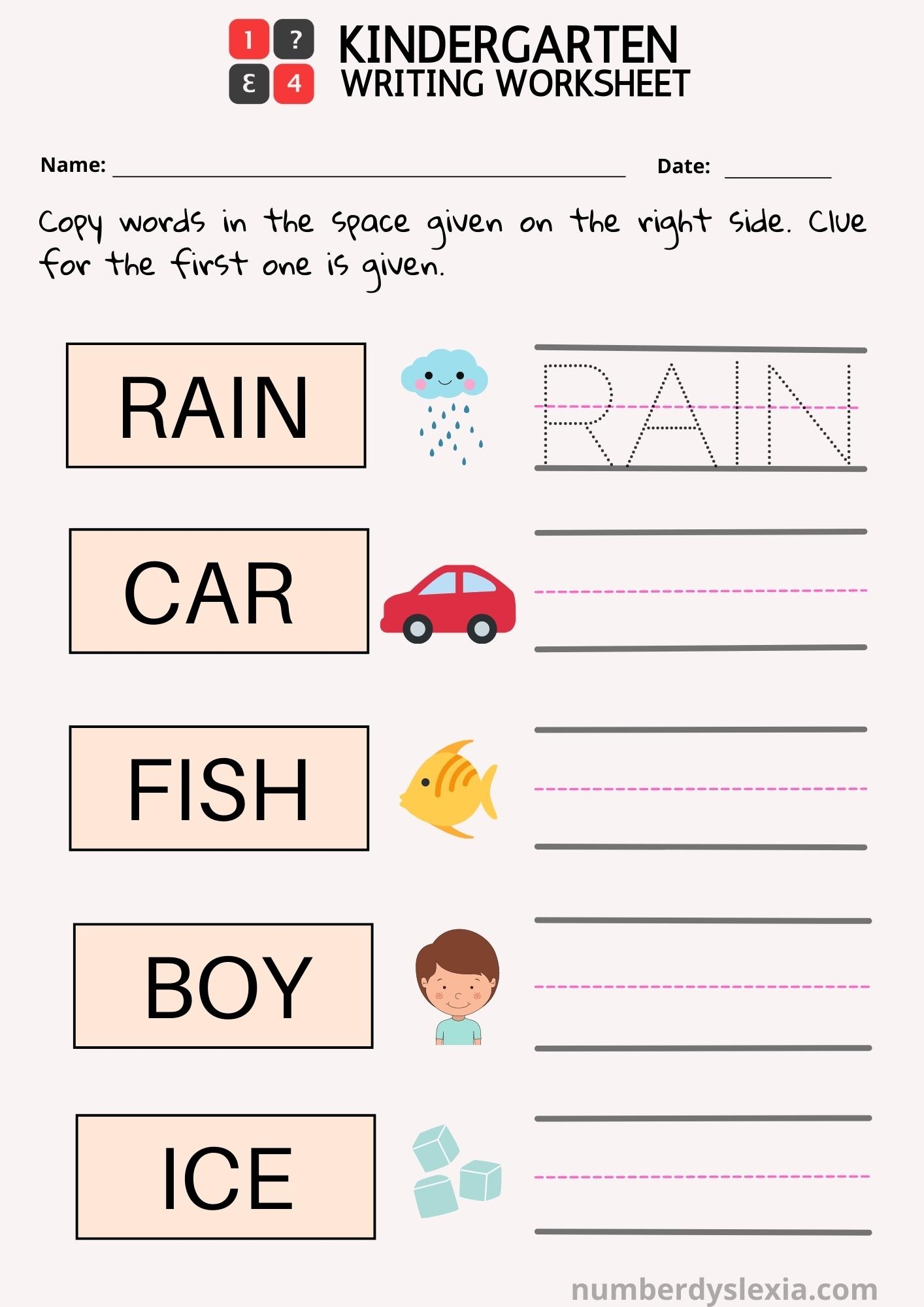 Free Printable Kindergarten Writing Worksheets PDF Number Dyslexia Writing Practice Worksheets Free 5 Pages