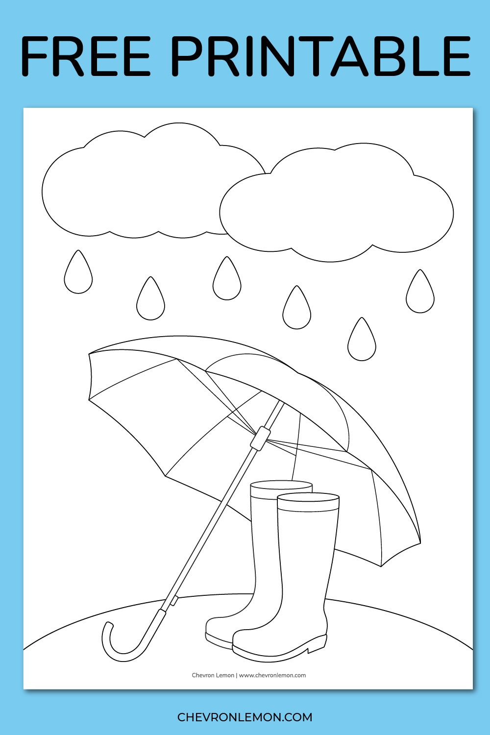 Free Printable Rainy Day Coloring Page Chevron Lemon