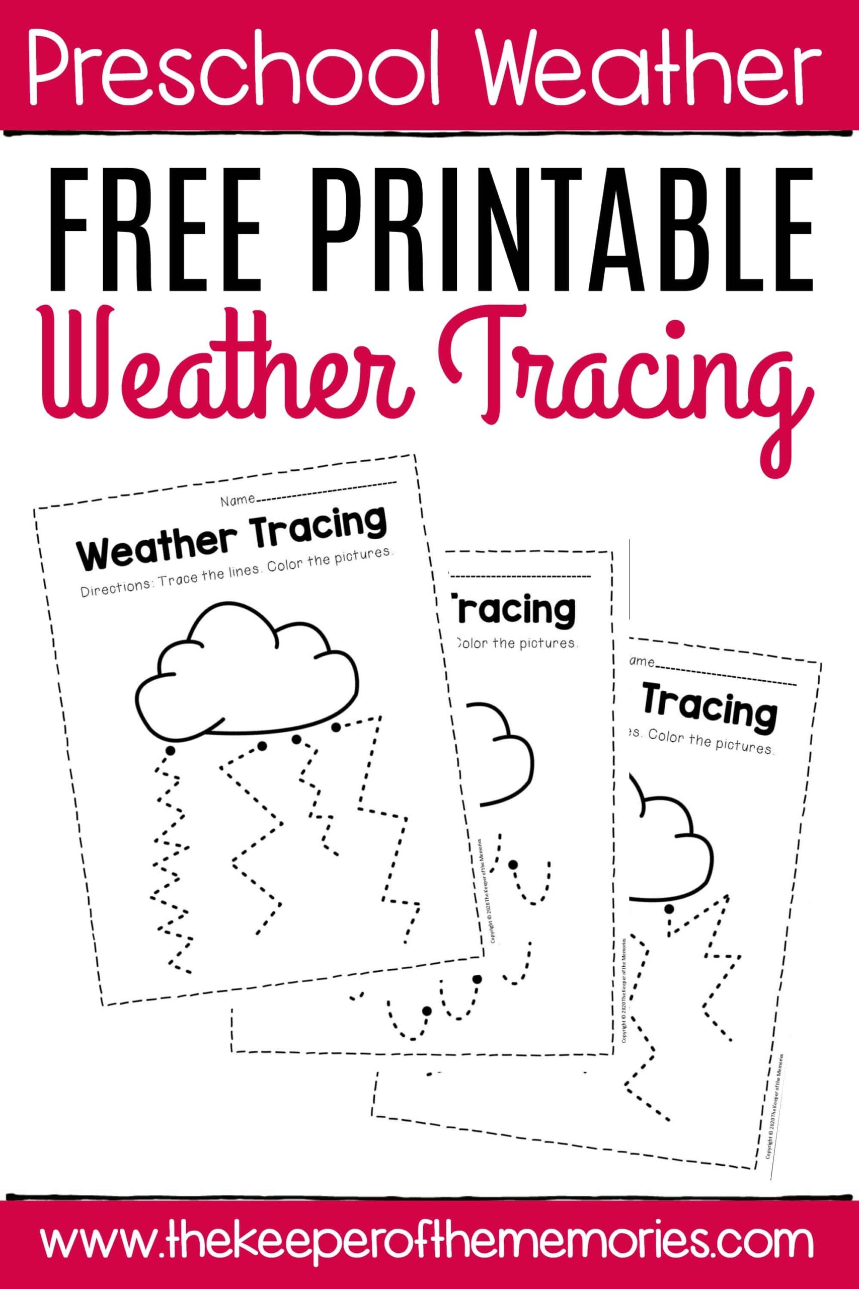 Free Printable Storm Clouds Tracing Weather Preschool Worksheets The Keeper Of The Memories
