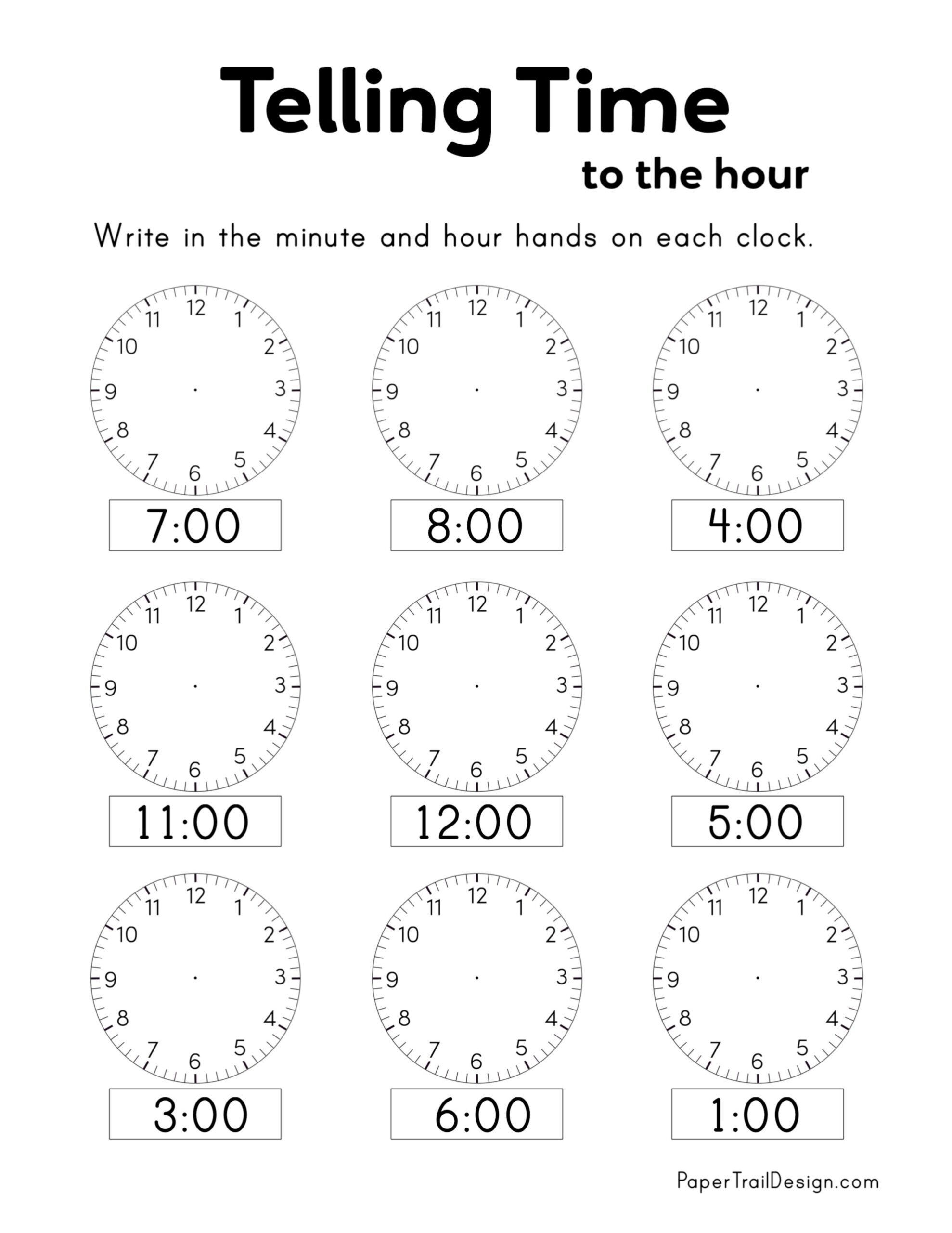 Free Printable Telling Time Worksheets Paper Trail Design Free Printable Telling Time Worksheets Paper Trail Design