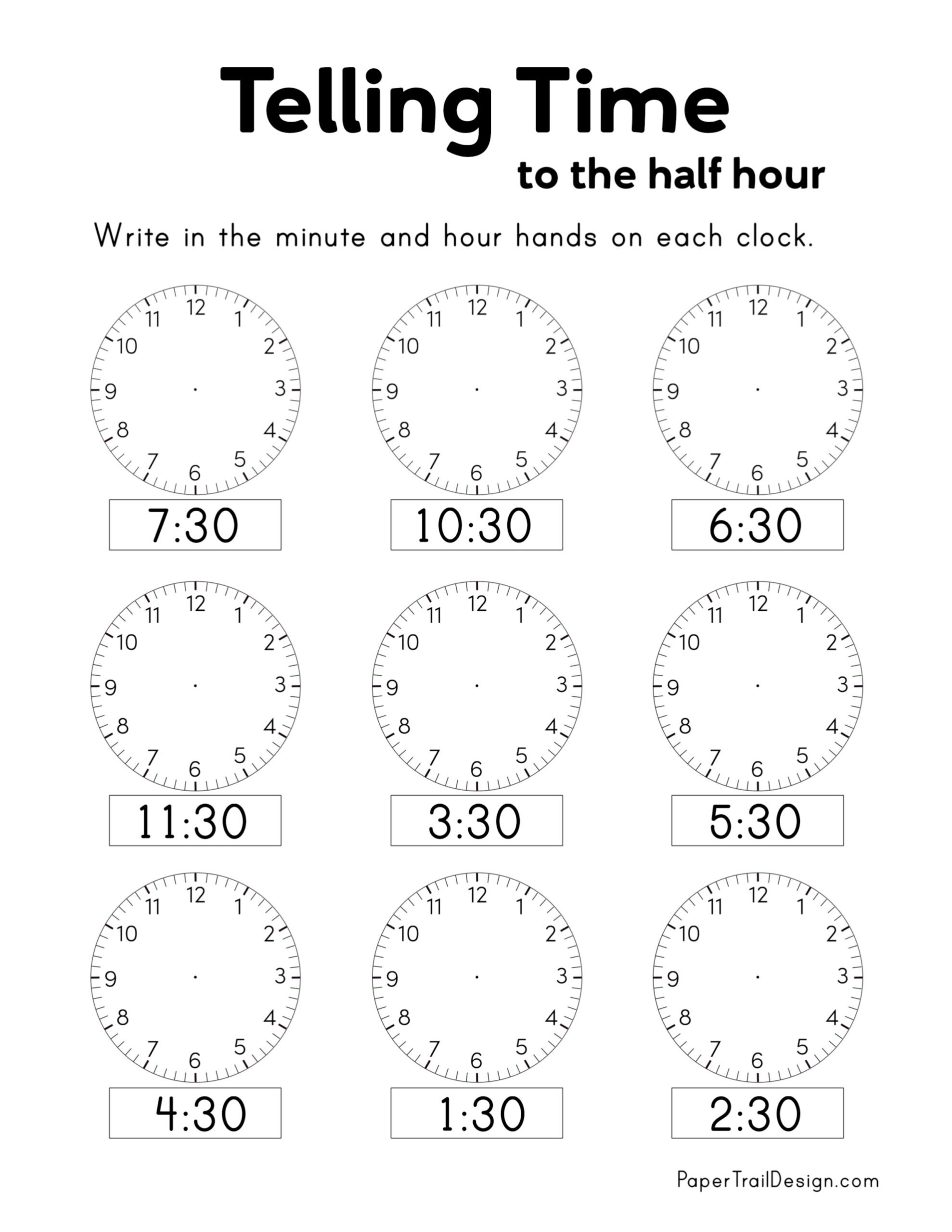 Free Printable Telling Time Worksheets Paper Trail Design Worksheets Library