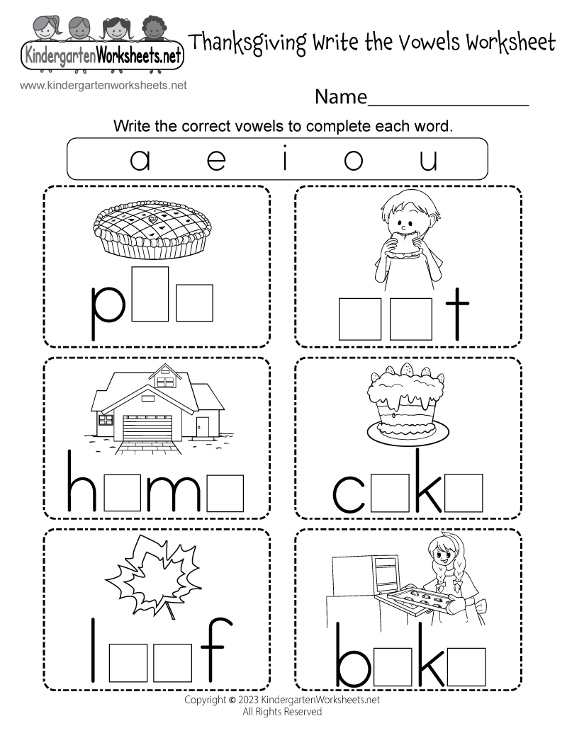 Free Printable Thanksgiving Write The Vowels Worksheet Free Printable Thanksgiving Write The Vowels Worksheet