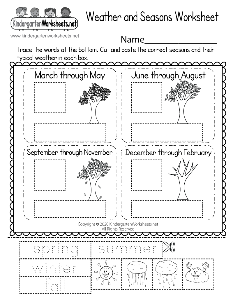 Free Printable Weather And Seasons Worksheet Free Preschool Weather Words Spelling Worksheet