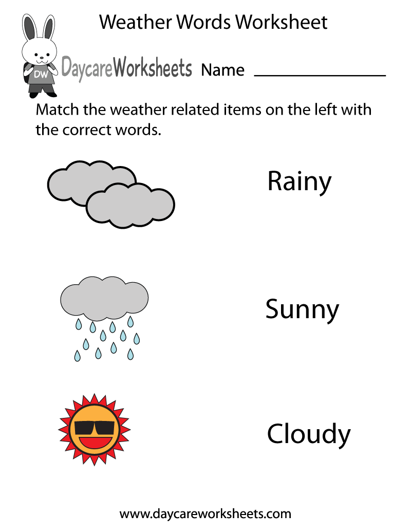 Free Printable Weather Words Worksheet For Preschool Free Printable Weather Words Worksheet For Preschool