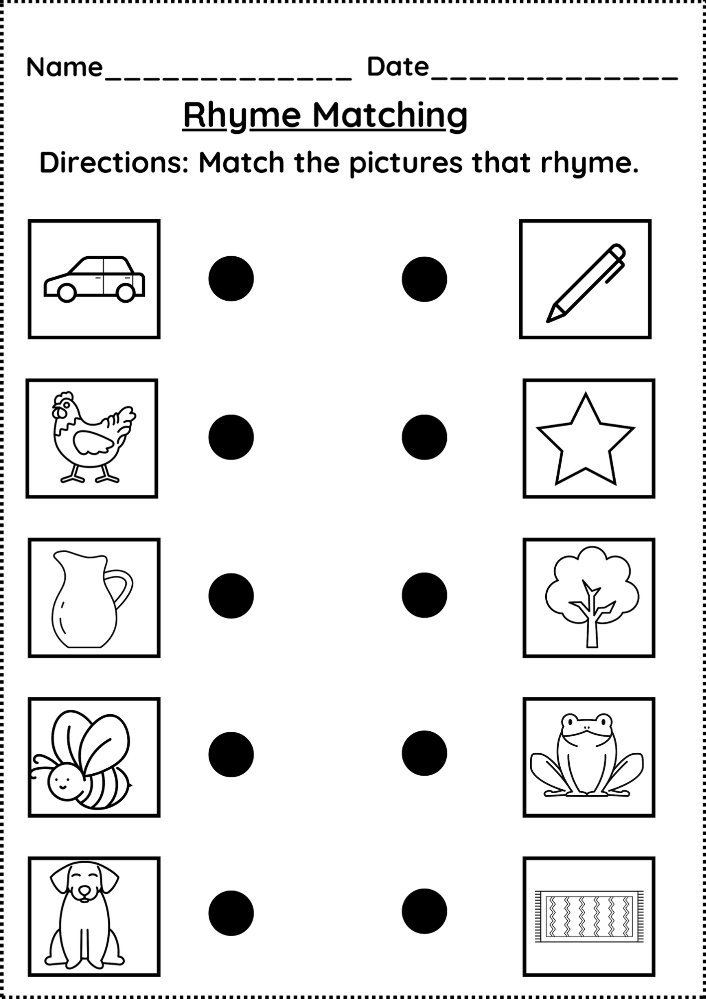Kindergarten Rhyming Words Worksheet Match The Rhyming Words Activity Made By Teachers