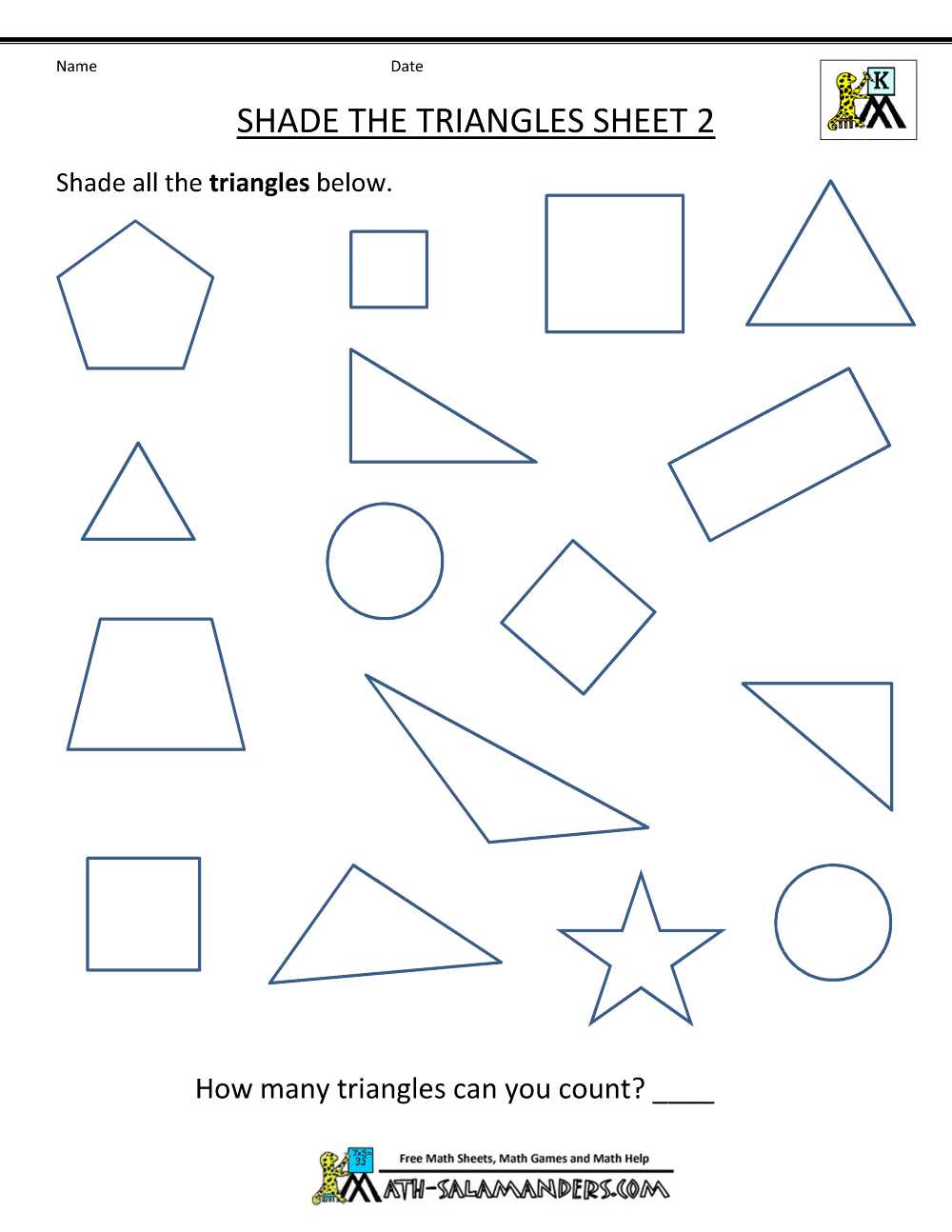 Free Shape Worksheets Kindergarten