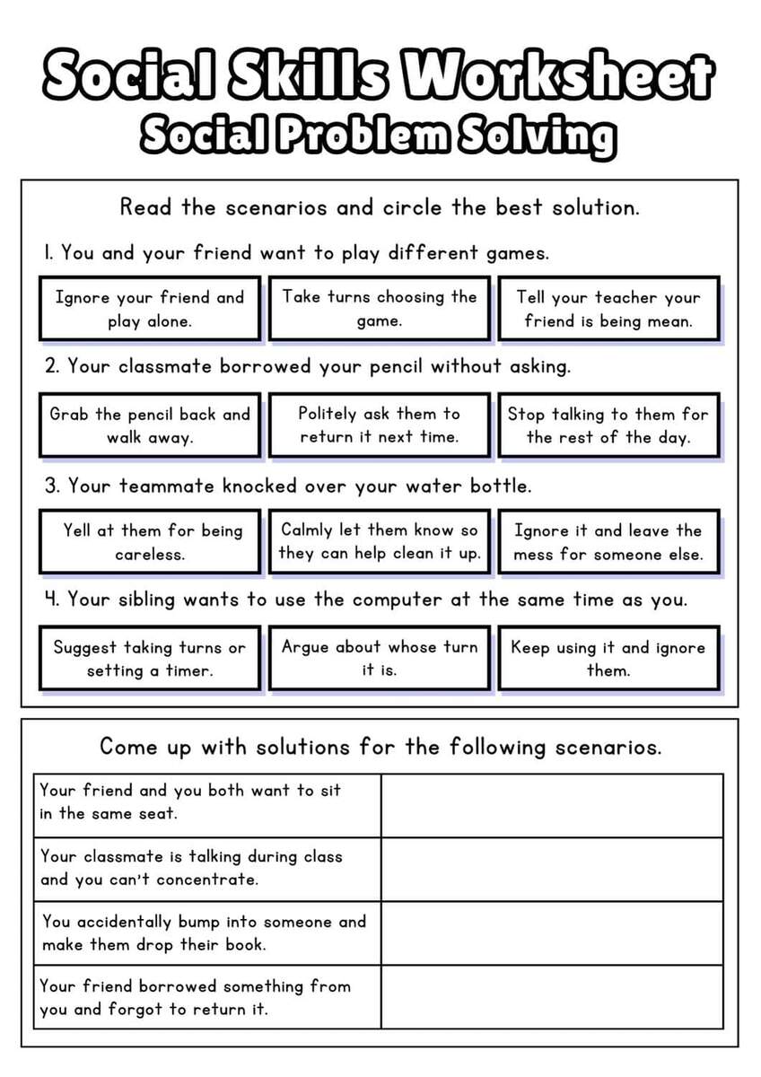 Free Social Skills Worksheets 2025 Social Skills For Autism Worksheets Printable