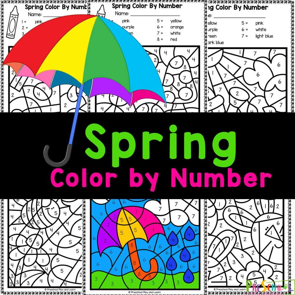 FREE Spring Color By Number Printable Worksheets For Preschoolers Spring Color By Number Pages K12 Math Worksheets