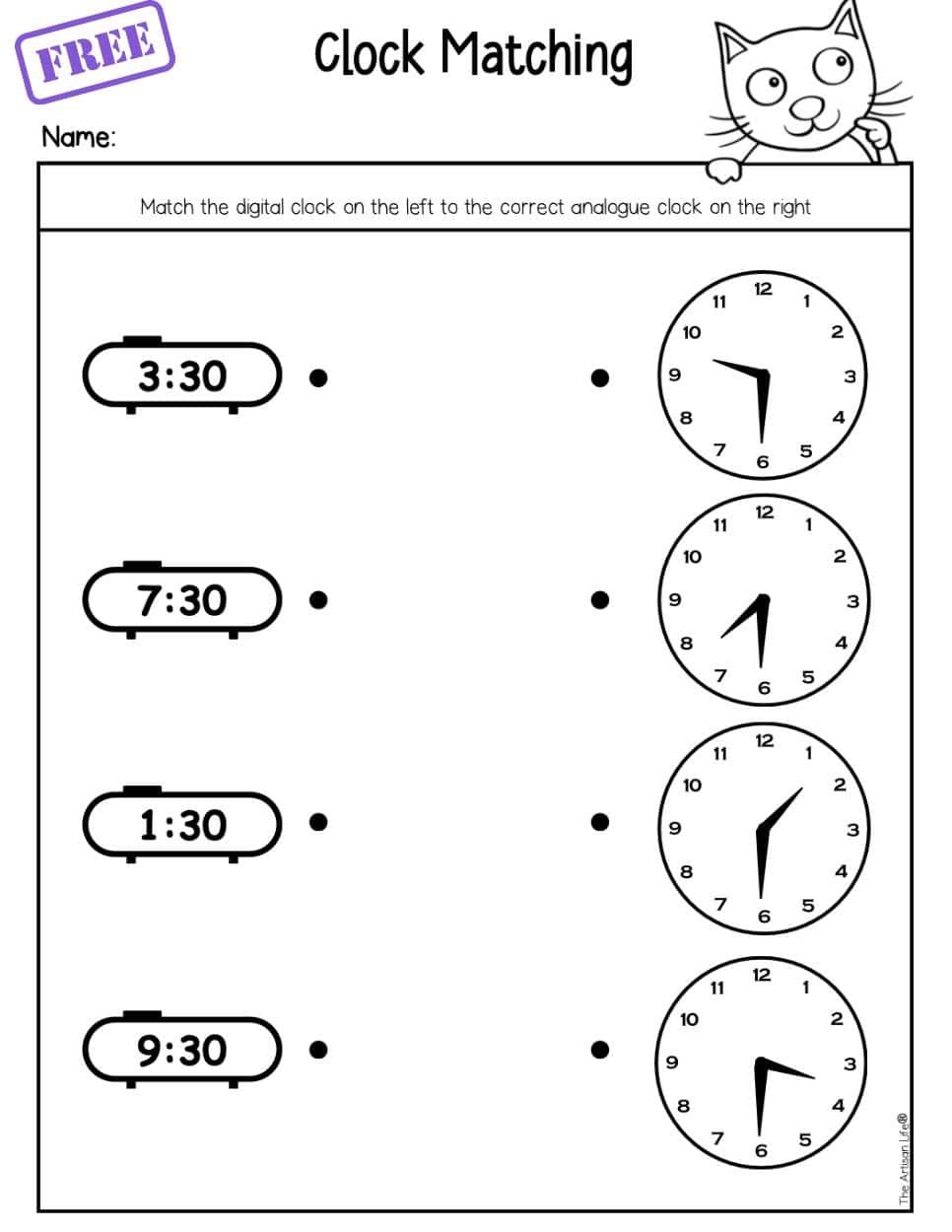 Free Telling Time First Grade Worksheets The Artisan Life Cut And Paste Worksheets Printable Activities For Kids Free Printables Lettering SVG Files Tools Apps