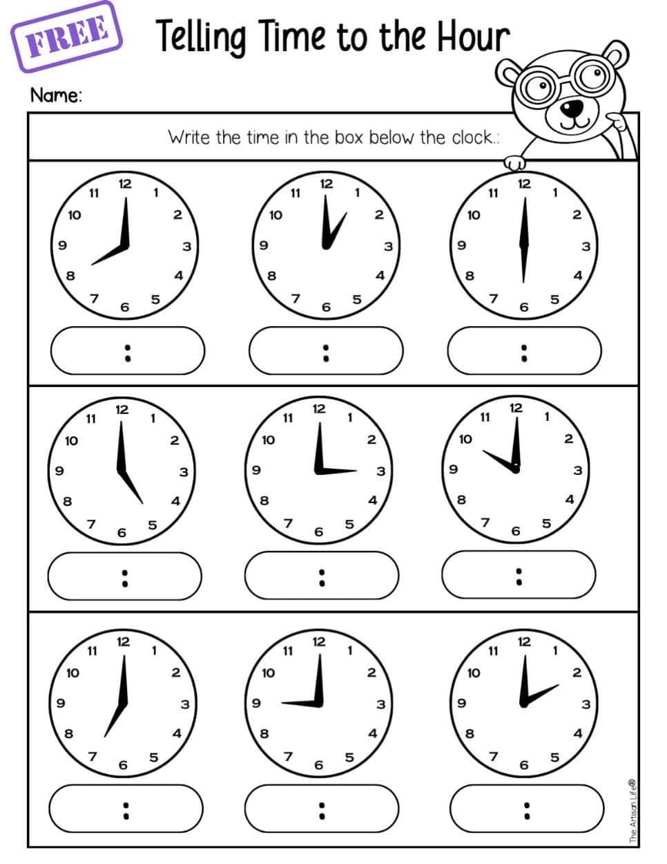 Free Telling Time First Grade Worksheets The Artisan Life Free Telling Time First Grade Worksheets The Artisan Life