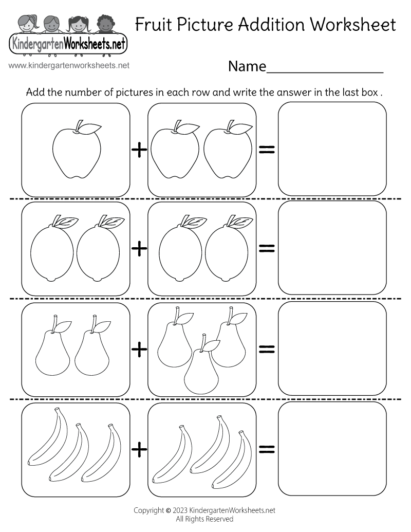 Fruit Picture Addition Worksheet Free Printable Digital PDF Addition Worksheets For Kindergarten Math Addition Worksheets Addition Practice Worksheets Addition For Kindergarten MegaWorkbook