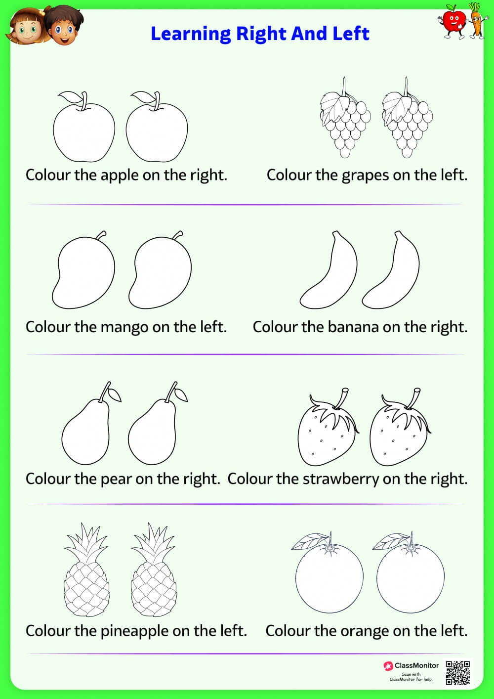Fruits And Vegetables Activity Worksheet Learning Left And Right ClassMonitor Fruits And Vegetables Activity Worksheet Learning Left And Right ClassMonitor