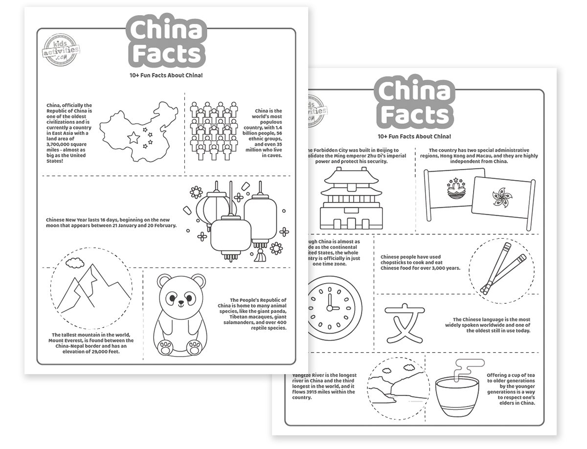 FREE Printable All About China Book For Kids Book To Color Learn