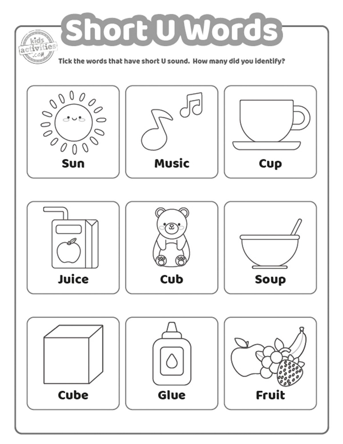 English For Kids Step By Step CVC Words Worksheets Short U Sound