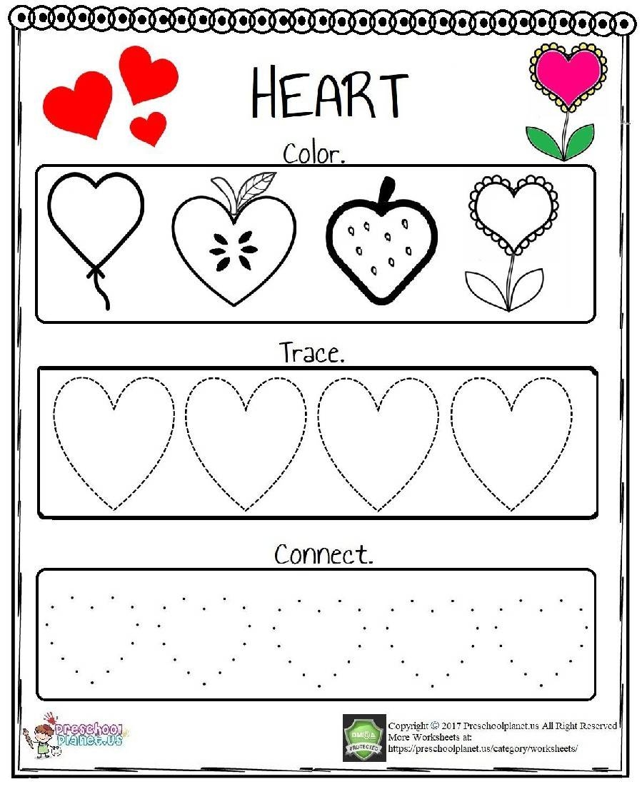 Funny 2D Heart Worksheet By Preschoolplanet TPT Printable Kindergarten Heart Shape Worksheets Download