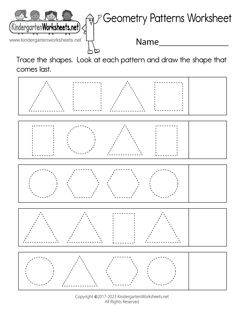 Geometry Patterns Worksheet Free Printable Digital PDF Free Shape Worksheets Kindergarten