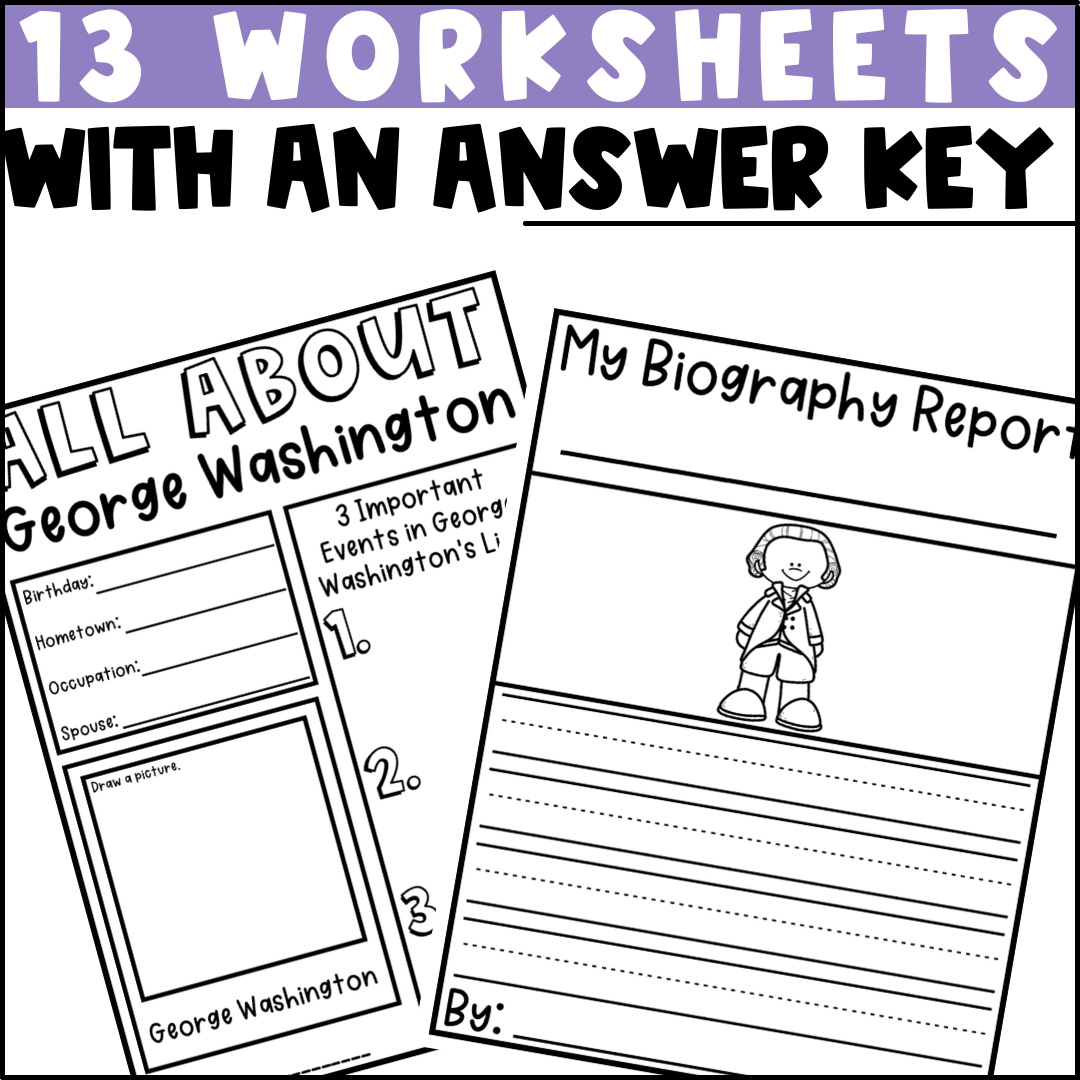 George Washington Biography Activities For Kindergarten 1st Grade 2nd Grade Classful