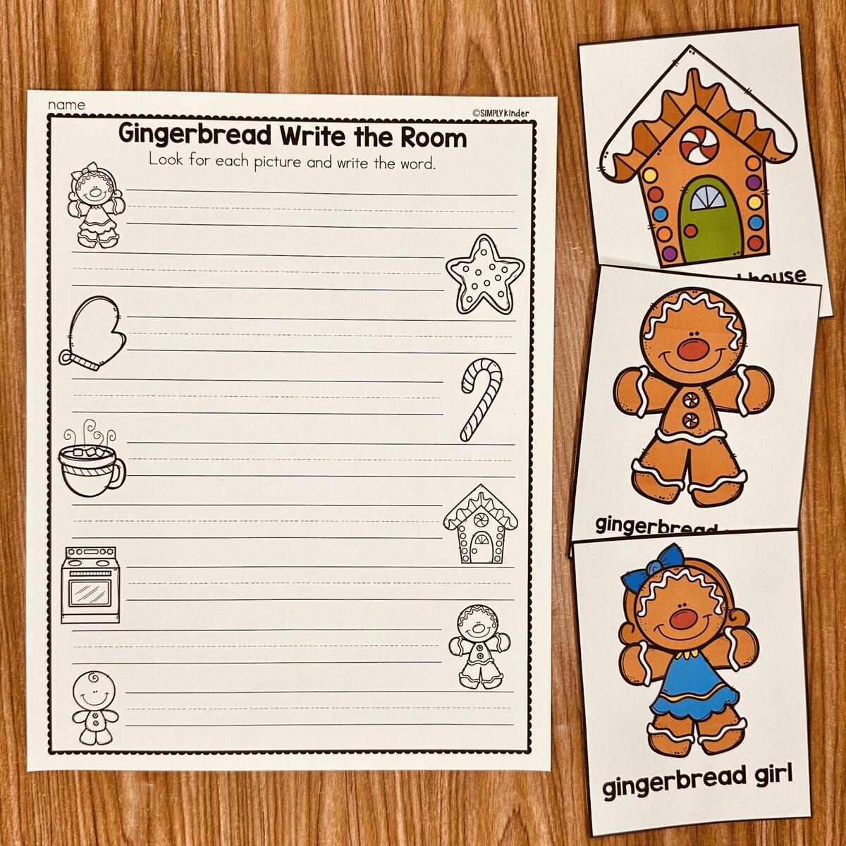 Gingerbread Day Write The Room Activities Simply Kinder Printable Membership