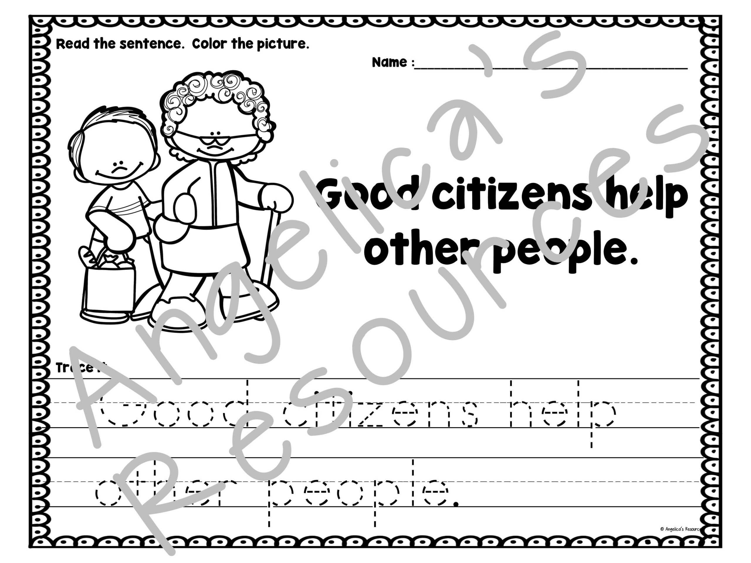 Good Citizenship Being A Good Citizen In The Community Sight Word Practice Worksheets SEL Coloring Pages Printables For Kids Etsy