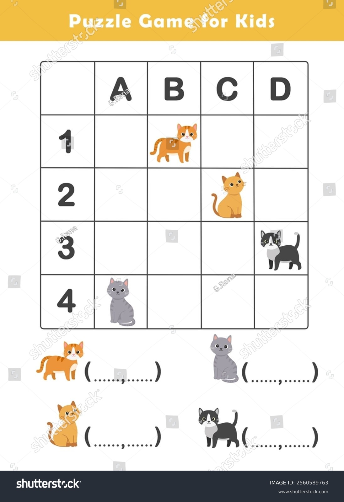 Grid References Worksheet Kids Write Coordinates Stock Illustration 2560589763 Shutterstock