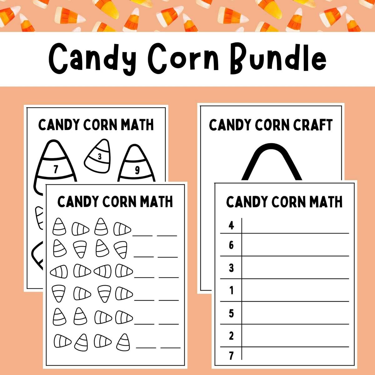 Halloween Candy Corn Math And Counting Activities For Kindergarten And Preschool Etsy