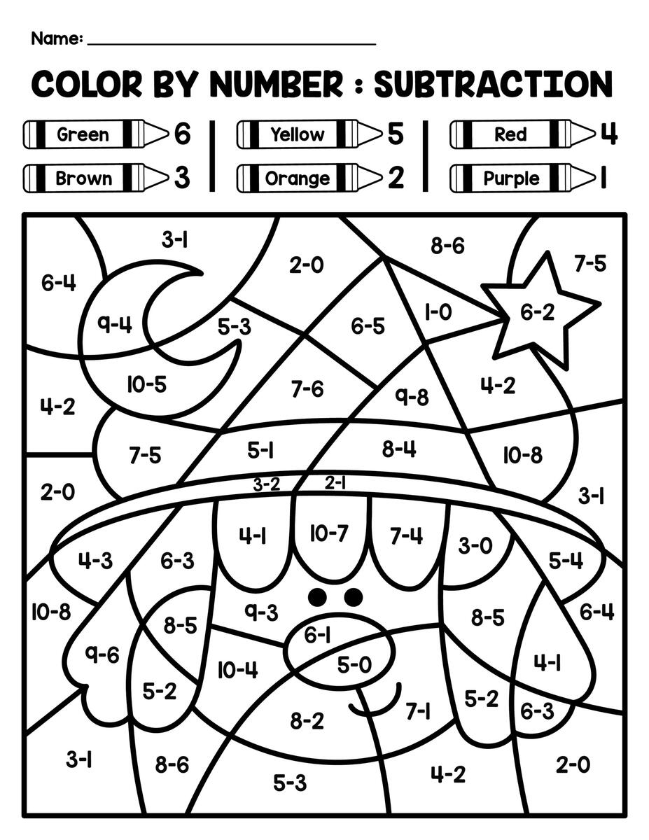 Halloween Color By Number Worksheets Addition Subtraction Made By Teachers Halloween Color By Number Worksheets Addition Subtraction Made By Teachers