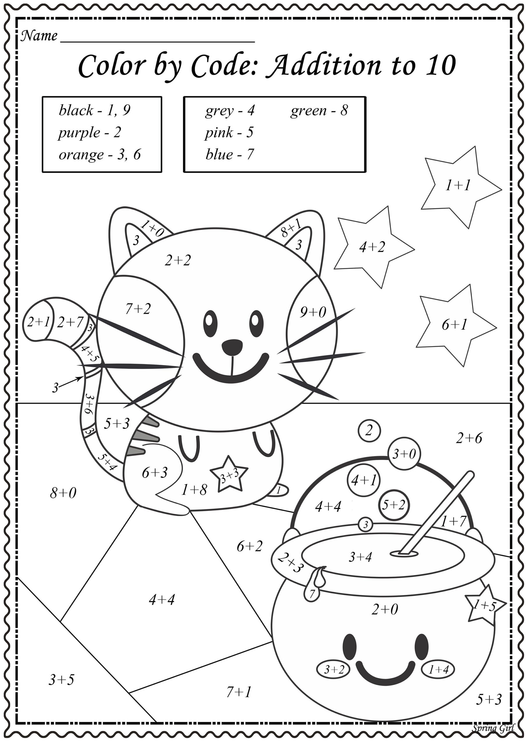 Halloween Math Color By Number Worksheets Etsy Halloween Color By Number Gift Of Curiosity