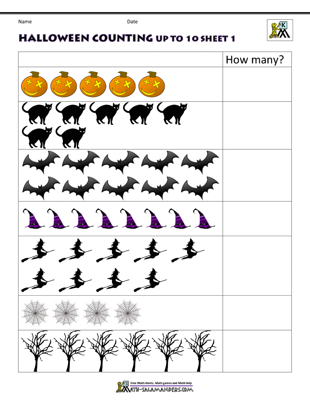 Halloween Pumpkins Cut Match Worksheets Numbers 1 5 By PreKautism