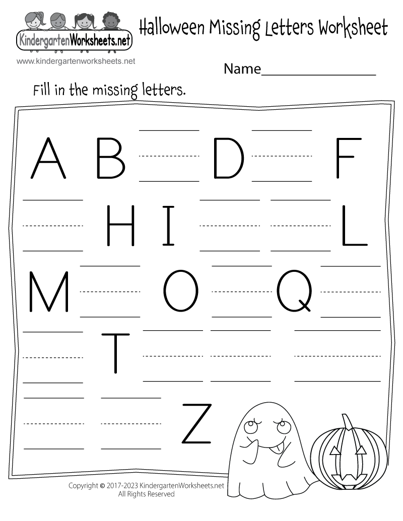 Halloween Missing Letters Worksheet Free Printable Digital PDF Alphabet Missing Letter Free Worksheet For Kids SKOOLGO