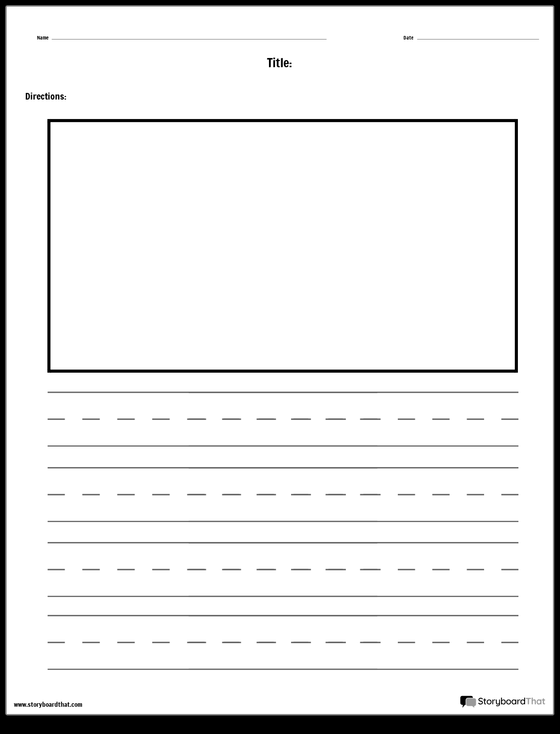 Handwriting Practice Template With One Big Box