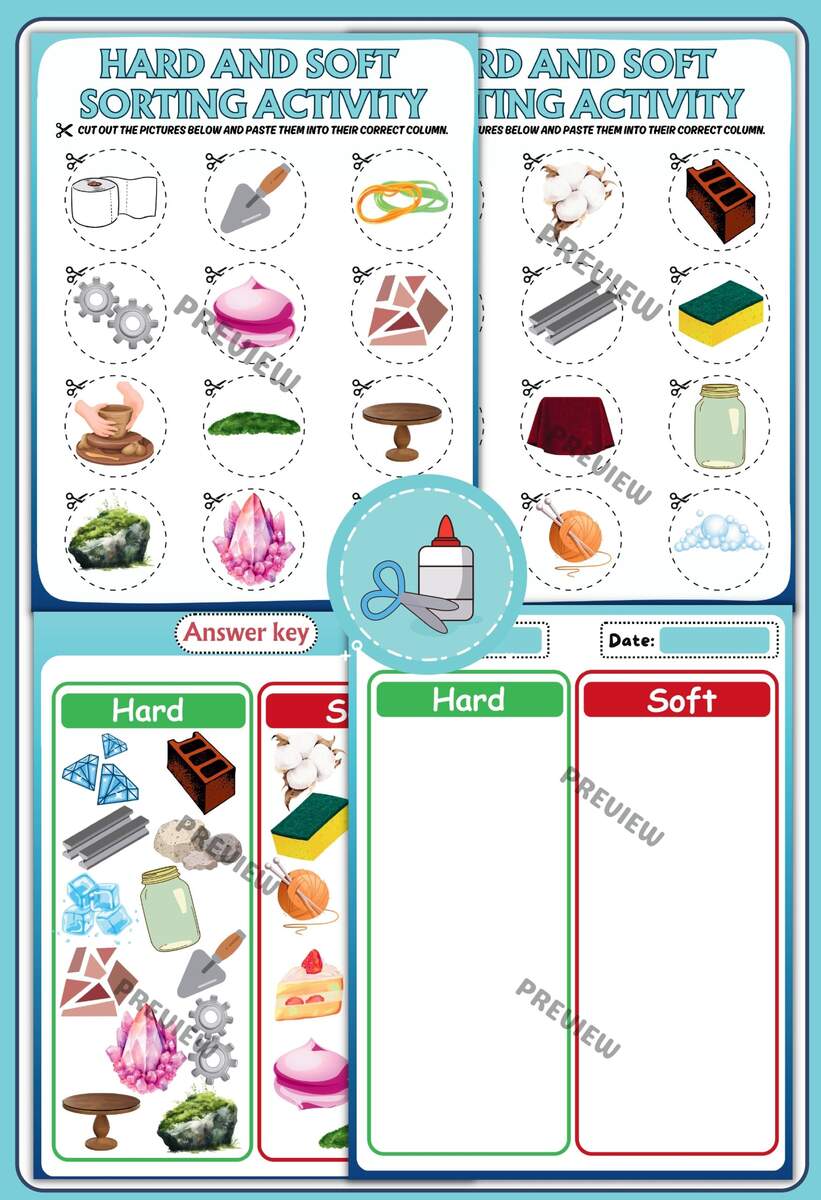 Hard And Soft Sorting Activity Texture Sorting Worksheets Cut Paste Activities For Kids Teaching Resources Hard And Soft Sorting Activity Texture Sorting Worksheets Cut Paste Activities For Kids Teaching Resources