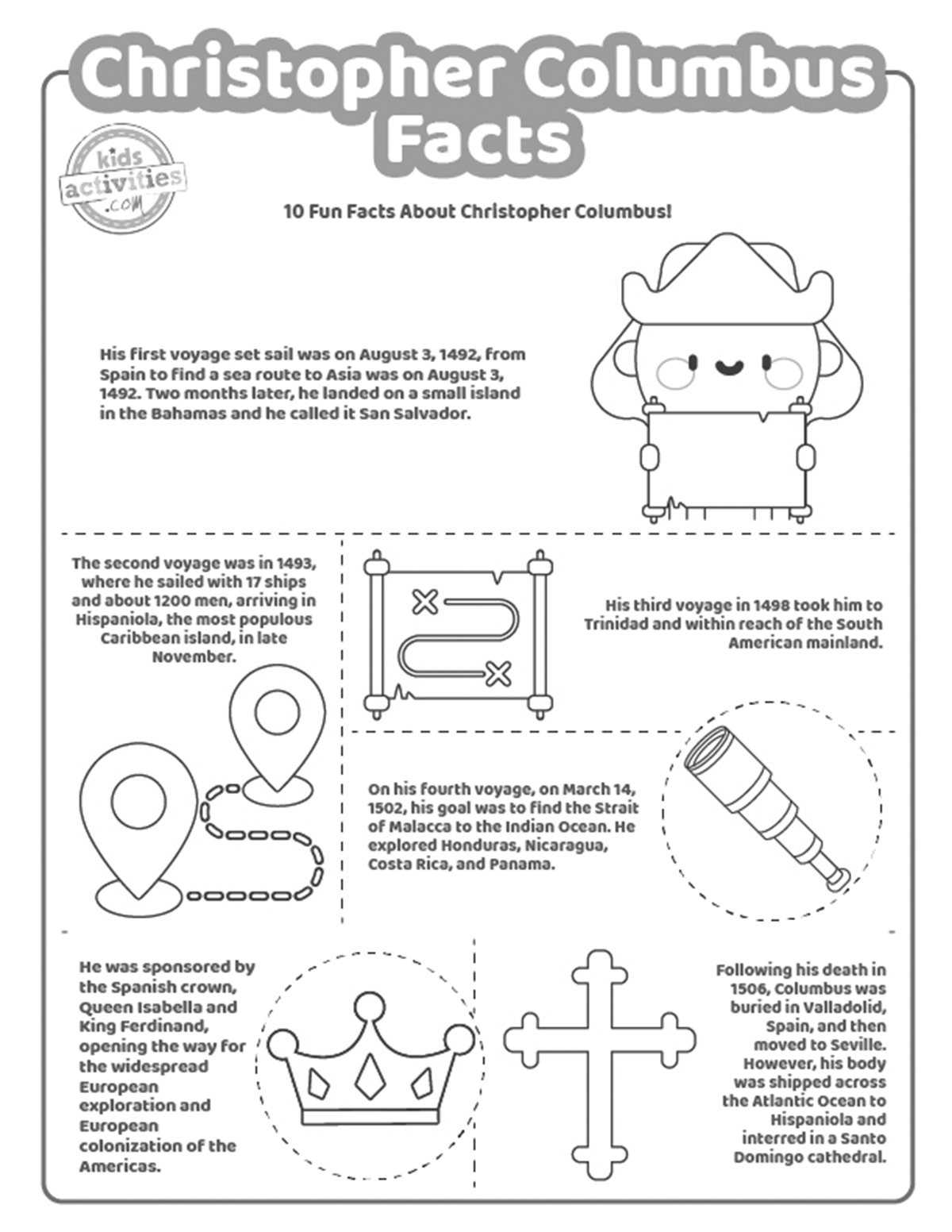 Christopher Columbus Coloring Pages For Kids Mamas Learning Corner