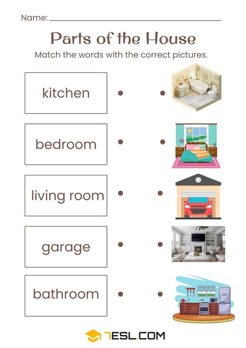 House Worksheets For Kids 7ESL House Worksheets For Kids 7ESL