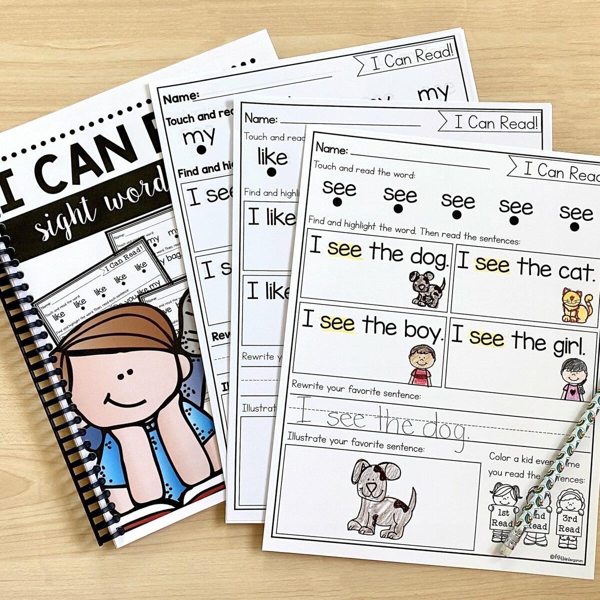 I Can Read Sight Word Fluency Kindergarten Worksheets Miss Kindergarten