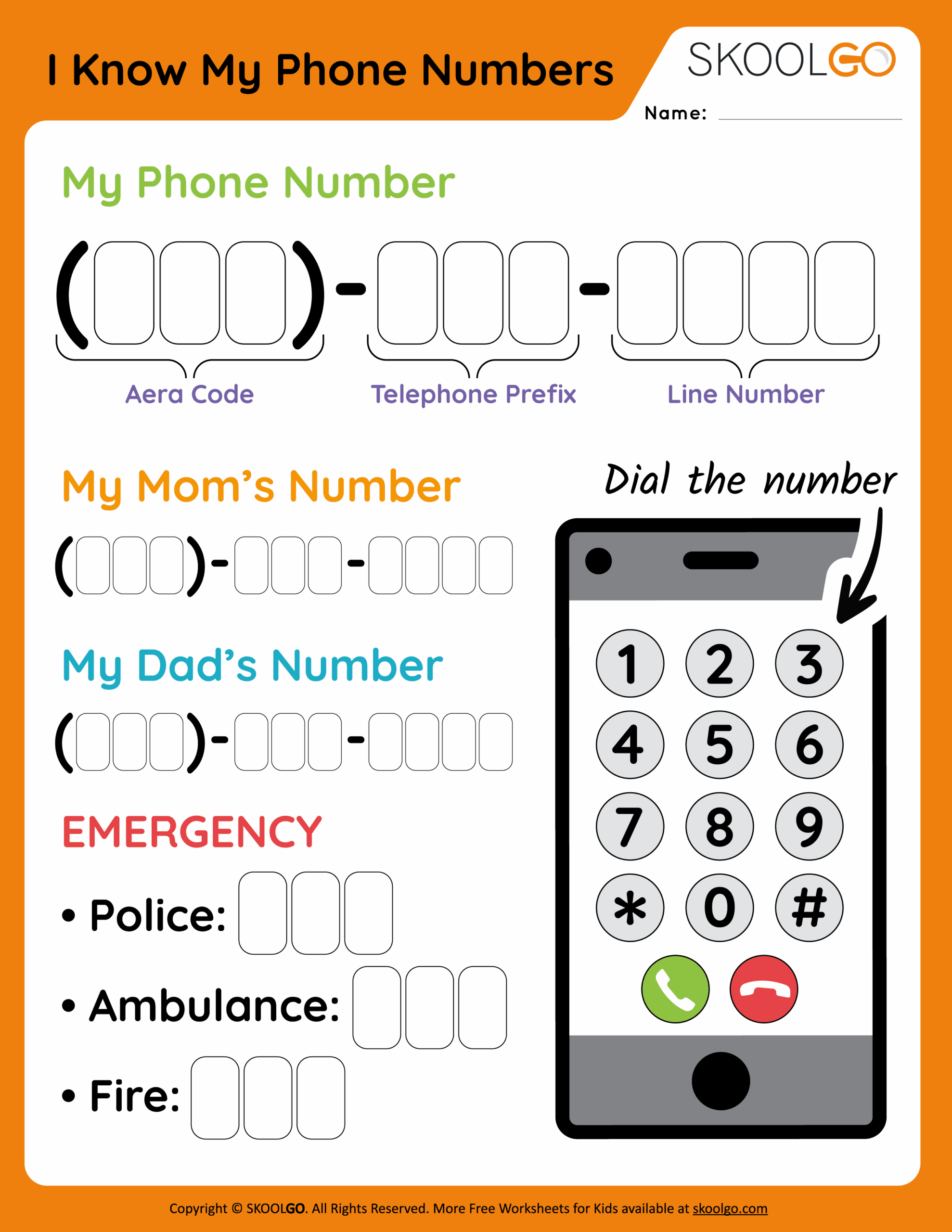 I Know My Phone Numbers Free Worksheet SKOOLGO I Know My Address Free Worksheet SKOOLGO