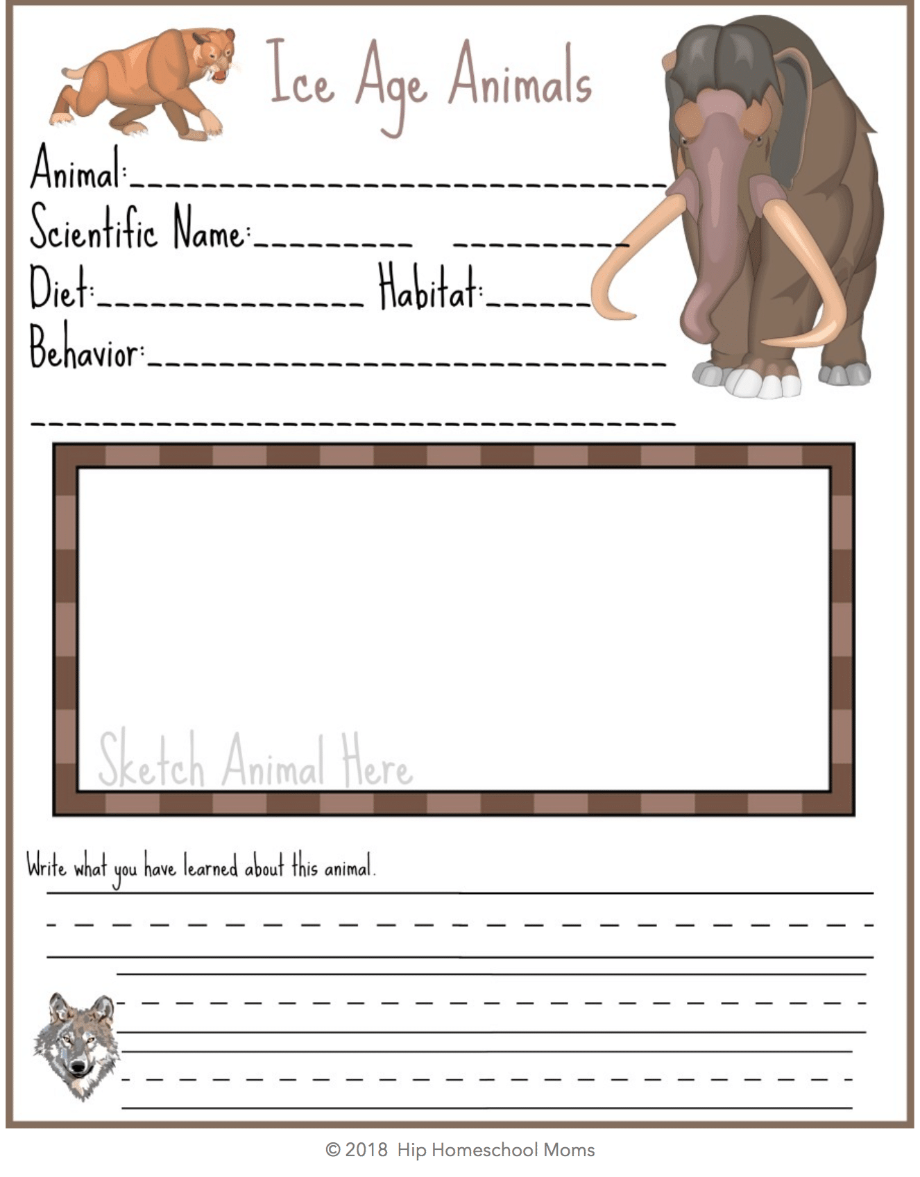 Ice Age Animals Reading Comprehension Passages And Questions Science Printable Worksheets Etsy