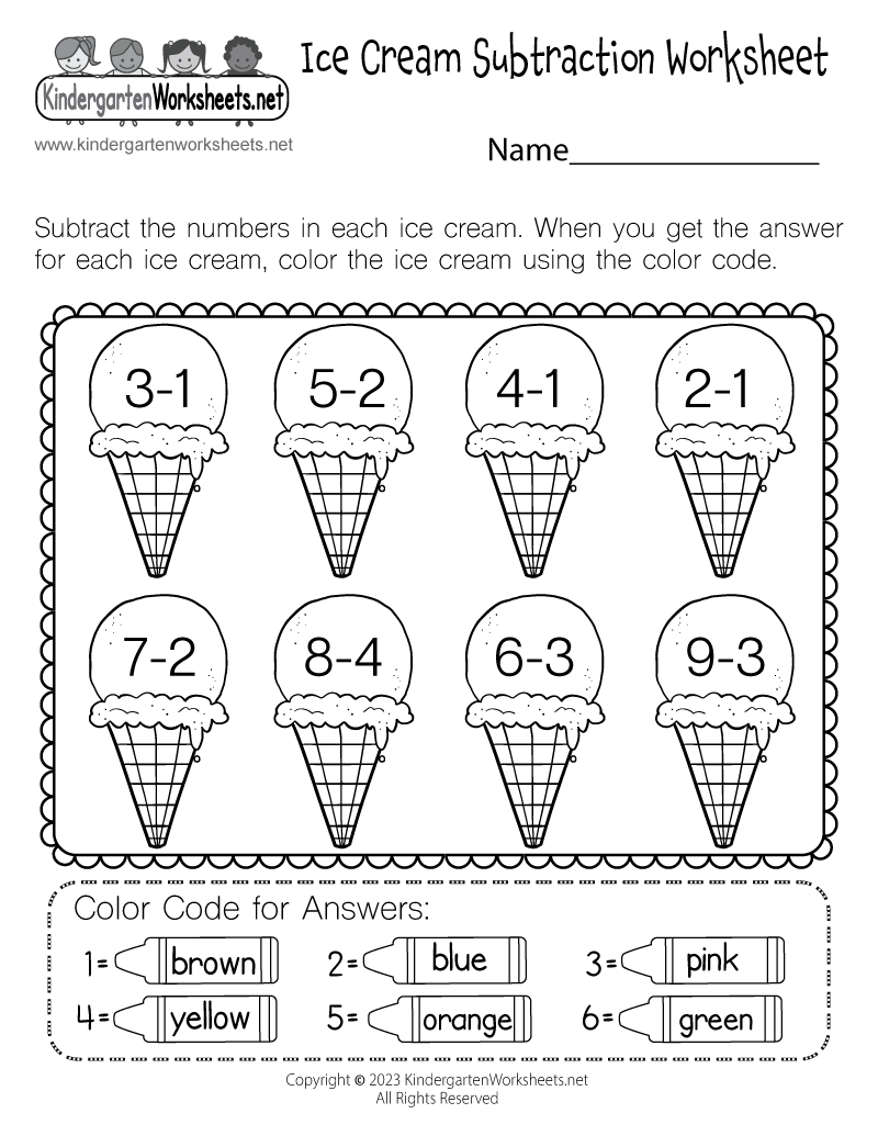 Ice Cream Subtraction Worksheet Free Printable Digital PDF Subtract With Objects K12 Math Worksheets