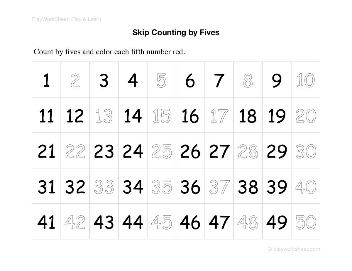 Identify And Color The Multiples Of 5 Free Printables For Kids