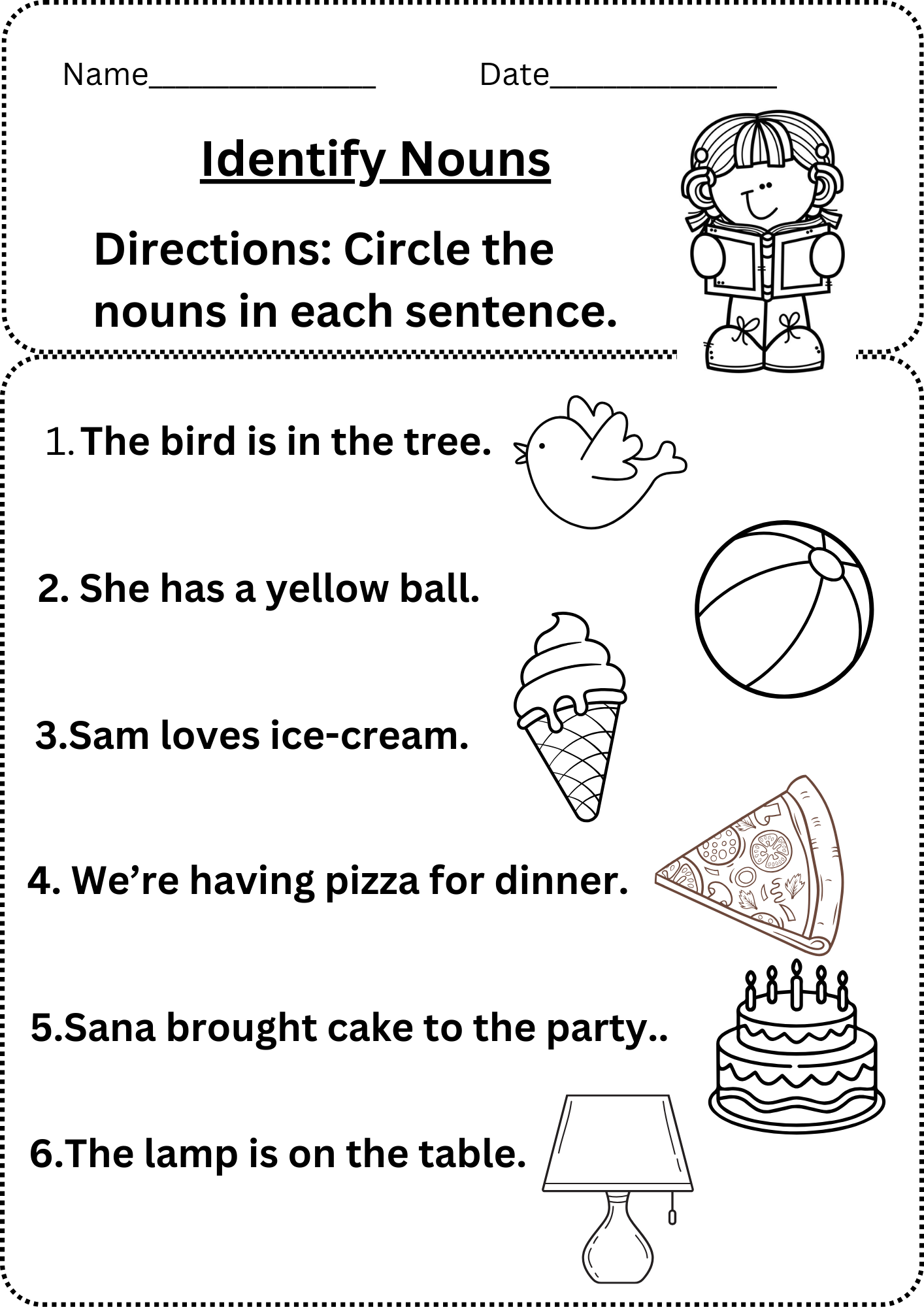 Identify Nouns In A Given Sentence Grade 1 Noun Worksheet Free Downlaod Downloadable Worksheets 2 Nouns Worksheets With Answers In English Englishan