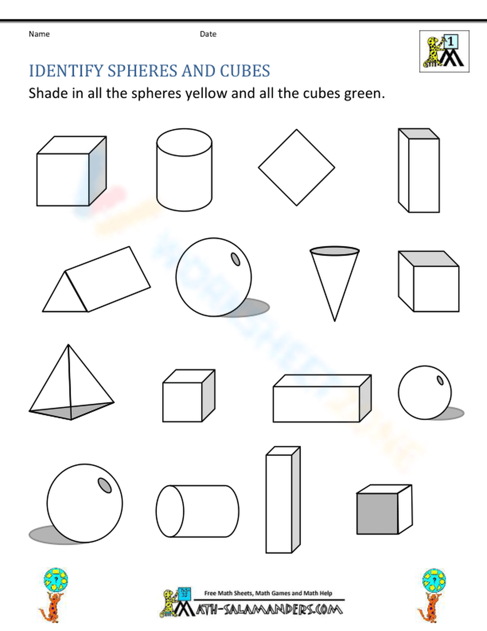 IDENTIFY SPHERES AND CUBES Worksheet Worksheets Library IDENTIFY SPHERES AND CUBES Worksheet Worksheets Library