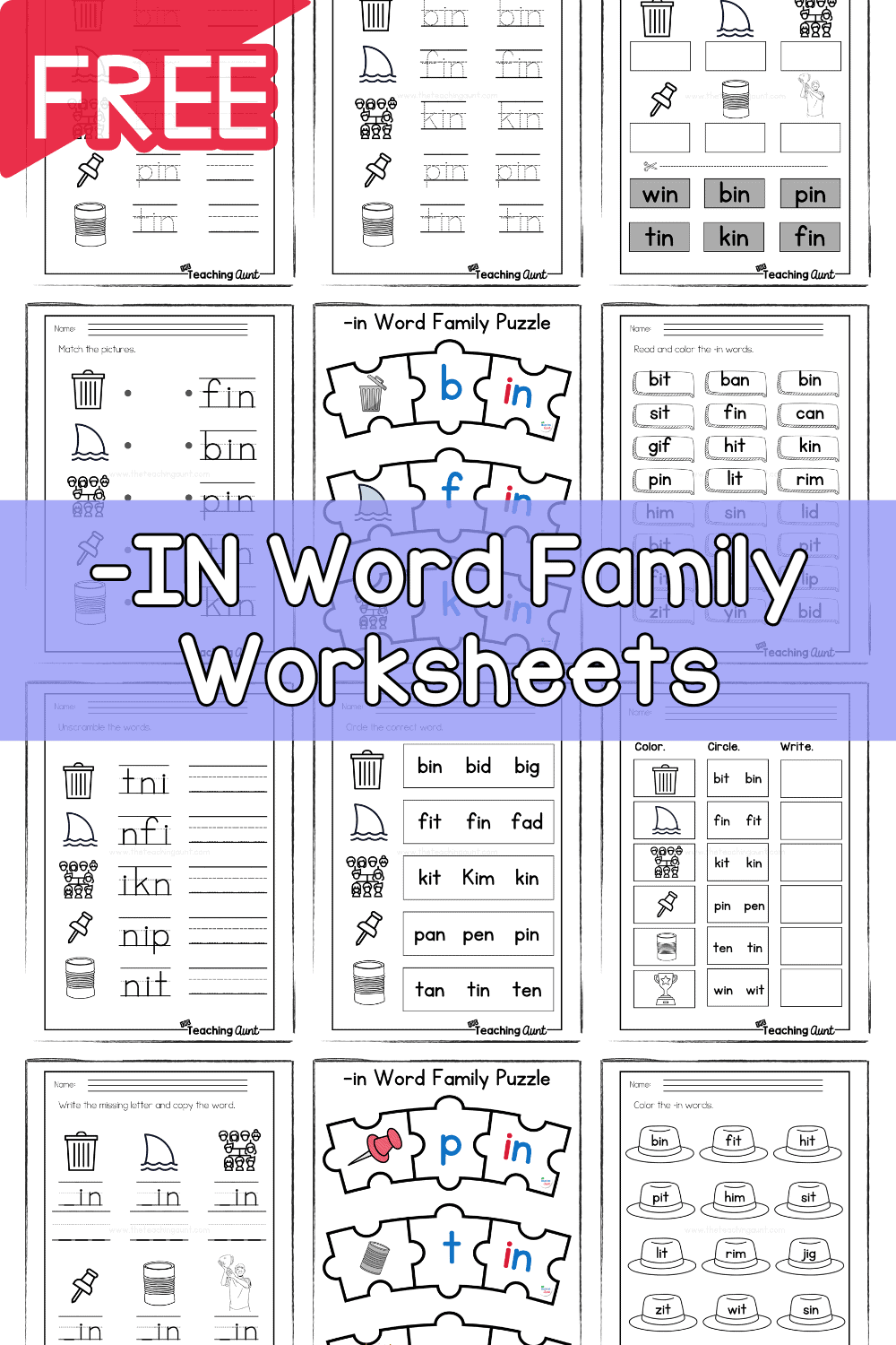 IN Word Family Worksheets The Teaching Aunt IN Word Family Worksheets The Teaching Aunt