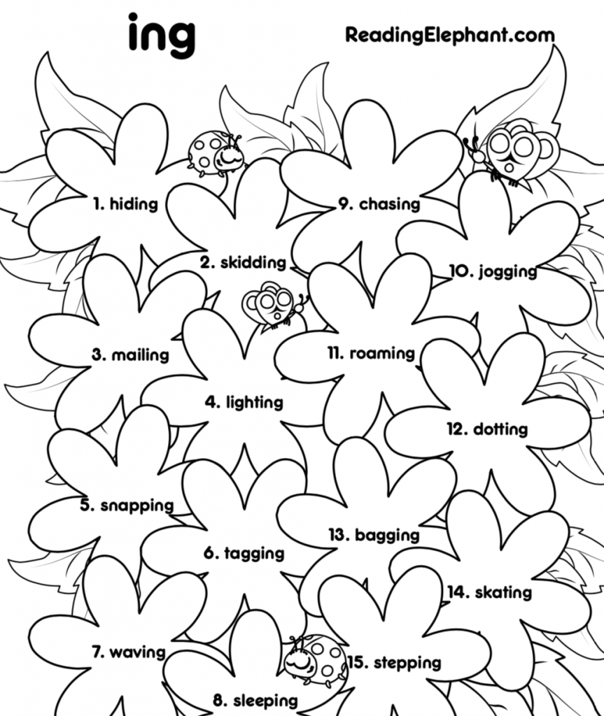 Ing Worksheets To Practice Inflectional Endings Reading Elephant