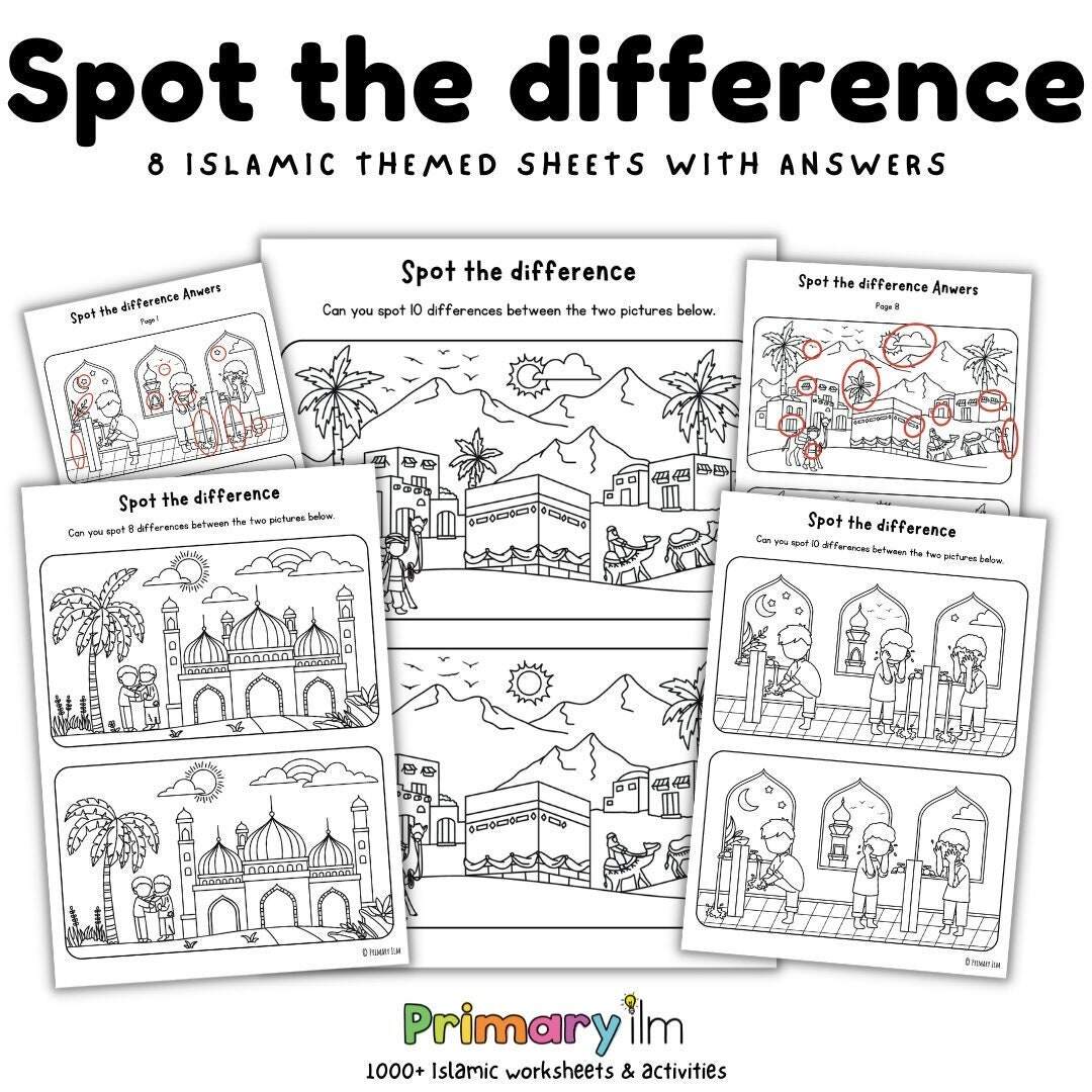 Islamic Spot The Difference Sheets For Kids Etsy Islamic Spot The Difference Sheets For Kids Etsy