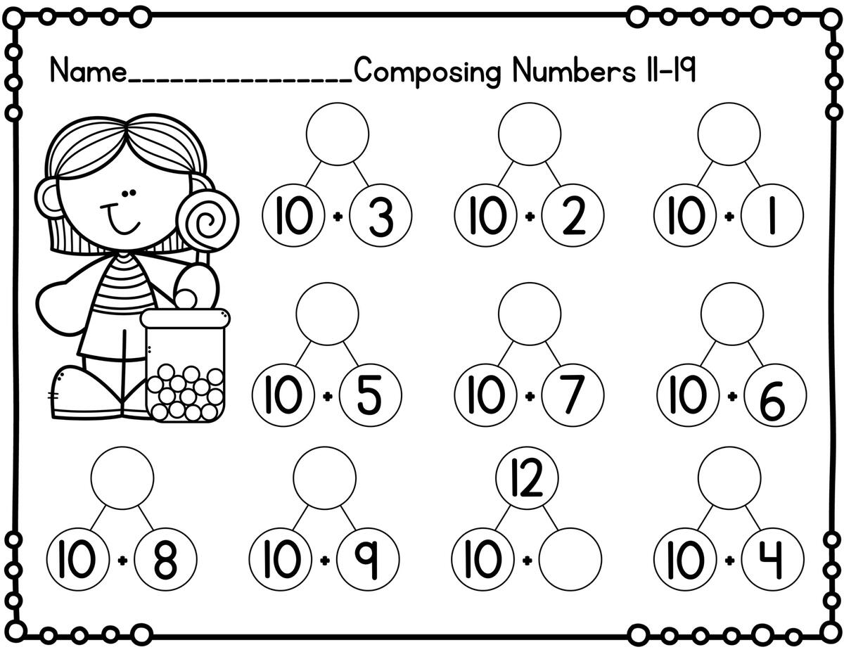 Decomposing Numbers Math Review Journal For Kindergarten A Dab Of Glue Will Do
