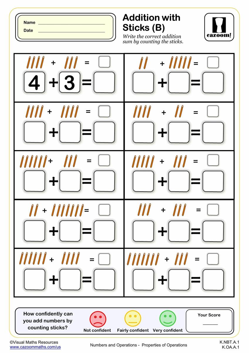 K OA A 1 Worksheets Printable Kindergarten Math Worksheets Cazoom Math