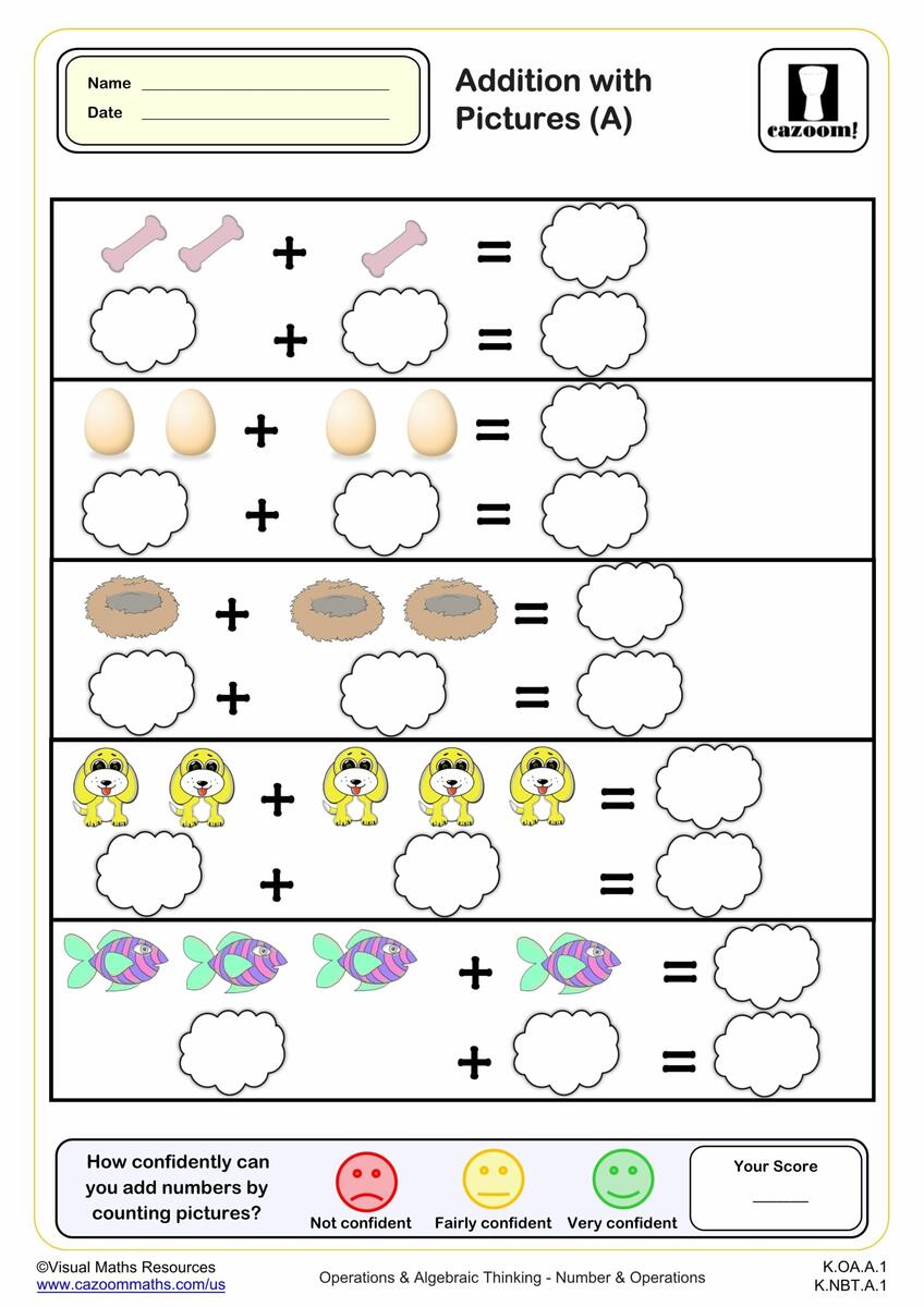 Operations And Algebraic Thinking Addition Subtraction 1 10 K OA 1