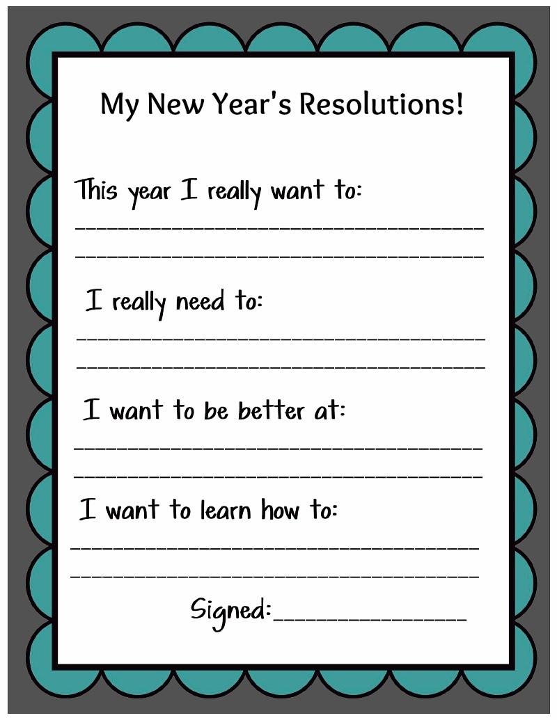 Kid Friendly New Year S Resolution Printable Uncommon Designs