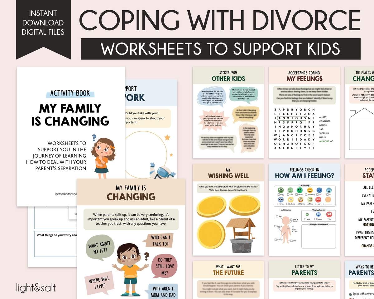 Kids Divorce Worksheet Etsy