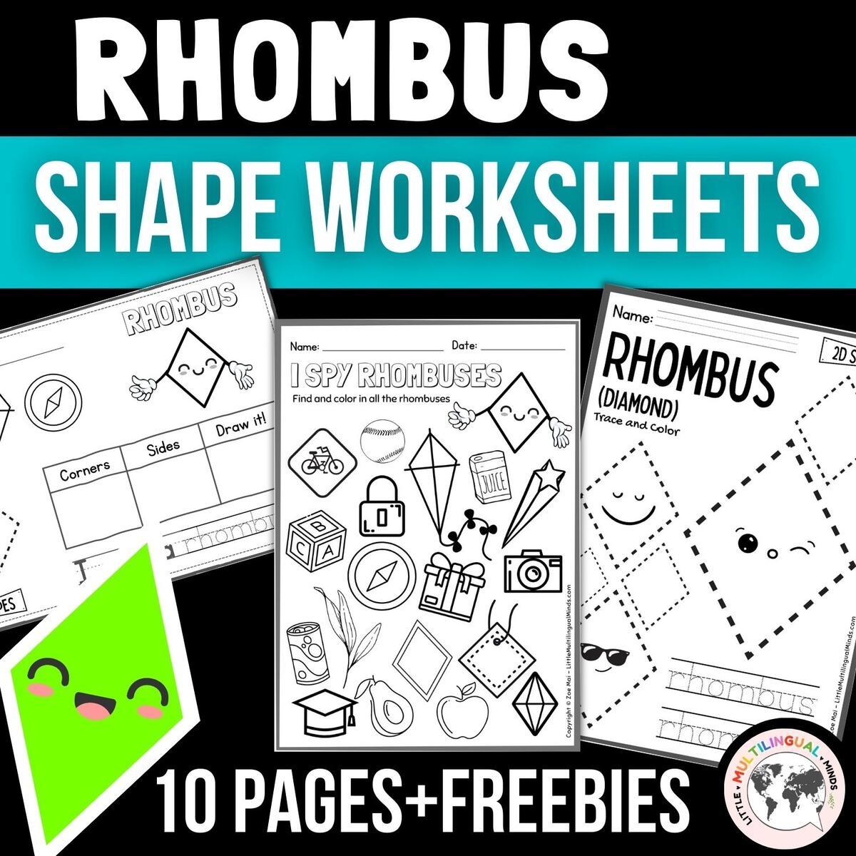 Kindergarten 2D Shapes Worksheet RHOMBUS Shape Sort Shape Hunt Math Center Made By Teachers