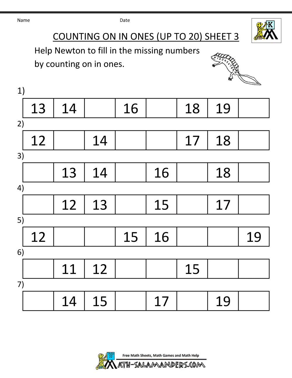 Kindergarten Math Worksheets Numbers 1 10 Counting Etsy